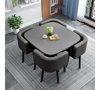 Space-Saving Round Dining Table Set for 4 Small Kitchen Table with 4 Chairs Compact Square Dining Table for Limited Spaces Ideal for Apartments and Small Dining Rooms.