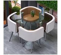 Space-Saving Round/Square Dining Table Set with 4 Chairs - Ideal for Kitchen, Bar, Balcony - Compact Dining Furniture for 4 Persons - Modern Design