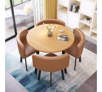 Space-Saving Round Table & 4 Chairs Set - Modern Dining Room & Office Reception Furniture, Easy Assembly Stylish Lounge Seating for Small Spaces