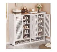 Space-Saving Shoe Cabinet, Large-Capacity Dustproof Storage for Hallway, Living Room & Bedroom, Stylish White Cupboard (117x32x95CM)