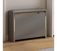 Space-Saving Shoe Rack Bench for Entryway, Wooden Shoe with Flip Drawer, No Installation Needed, Padded Seat Hallway Storage Shelf (Dark Gray, 100x24cm)
