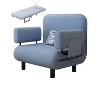 Space Saving Single Sofa Bed with Cotton & Linen Cushion Ergonomic Pull Out Design Strong Weight Capacity for Living Room Apartment Office (Blue 192x65x28cm)