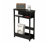 Space-Saving Slim Side Table With 3-Tier Metal Shelves Waterproof End Table For Small Spaces - Modern Accent Furniture, Black
