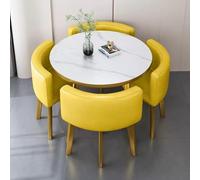 Space-Saving Small Coffee Table and Chair Set for 4 PU Leather Lounge Furniture Office Reception & Conference Room Dining Set Stylish Club Table with Chairs