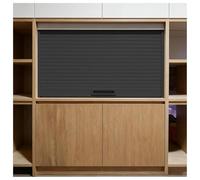 Space-Saving Tambour Door Kit for Kitchen Cupboards - White & Black Folding Sliding Doors Plastic Sideboard Roller Doors with Handles & Rails (30x46cm/12x18in)