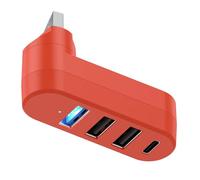 Space-saving USB3.0 Splitter, USB3.0x1+USB2.0x2+Type C, Flexible Angle Adjustment for Narrow Workplaces, Portable Extender