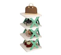 Space-Saving Vertical Shoe Rack - Slim Multi-Layer Plastic Corner Shelf, Tall Shoe for Entryway, Living Room, Hallway & Cloakroom - Green 4-Tier Cabinet
