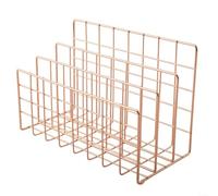 Space Saving Vertical Wire File Holder, Wrought Iron Organizer for Efficient Desktop Management and Clutter Reduction (Golden(Large))