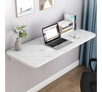 Space-Saving Wall Folding Desk Versatile 60x30cm Foldable Study & Dining Table Hanging Computer Desk with White Texture for Bedroom & Home Office