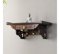 Space-Saving Wall-Mounted Bamboo Buddhist Altar Cabinet with Storage, Prayer Niche Incense Table & Altar Shelf for Prayer, Meditation, Worship & Divination Home Temple