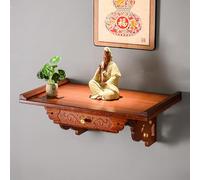 Space-Saving Wall-Mounted Bamboo Buddhist Altar Cabinet with Storage, Prayer Niche Incense Table & Altar Shelf for Prayer, Meditation, Worship & Divination Home Temple