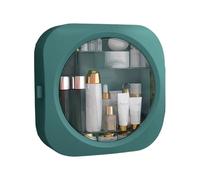 Space-Saving Wall-Mounted Bathroom Cabinet, Blue Magnetic Door, Transparent Fronts, No-Drill Installation, Ideal for Living Room & Bedroom, Green, 32.5x11x32.5cm