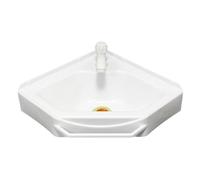 Space-Saving Wall-Mounted Corner Sink 38x20x10 cm - White Bathroom Basin with Water Pipe for Cloakroom & Vanity Cabinet - Ideal for Hand Washing Solutions