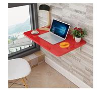 Space-Saving Wall Mounted Folding Desk - 90x40cm Drop Leaf Table for Small Spaces, Ideal Floating Table for Laundry Room, Study, or Bedroom, Stylish Red Finish
