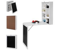 Space-Saving Wall-Mounted Folding Desk - Black Drop-Leaf Table for Home & Office - Floating Laptop Table with Chalkboard Cactus Design - Perfect for Small Spaces