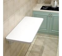 Space-Saving Wall-Mounted Folding Desk - Drop Leaf Floating Table for Kitchen Laundry Bedroom & Restaurant - Cact Fold-Down Workbench in White