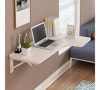 Space-Saving Wall-Mounted Folding L-Shaped Corner Table - Versatile Desk for Home Office, Multifunctional Drop Leaf Workbench for Writing, Crafts, Dining - Easy Installation, Modern White Finish