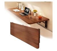 Space Saving Wall Mounted Folding Laptop Desk Wooden Drop Leaf Table Compact Foldable Breakfast Bar Brown 40x24cm (15.7x9.4in) Ideal for Small Spaces