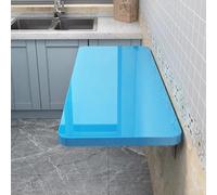 Space-Saving Wall-Mounted Folding Table 100cm x 45cm Wooden Desk with Blue Drop Leaves for Kitchen Dining Room Laundry & Office Versatile & Stylish