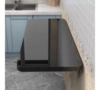 Space-Saving Wall Mounted Folding Table Black Drop Leaf Floating Desk for Home Kitchen Office & Laundry Room 80cm x 60cm Stylish and Functional Design