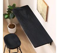 Space-Saving Wall-Mounted Folding Table - Black Pine Wood Floating Desk with Metal Brackets Drop Leaf Design for Kitchen Dining Laundry 100x40cm