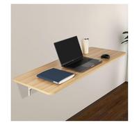 Space-Saving Wall Mounted Folding Table - Collapsible Floating Workbench for Laptop Study Dining in Balcony Bedroom Kitchen & Bathroom - Light Walnut Finish 100x20cm