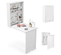 Space-Saving Wall-Mounted Folding Table for Home & Office - Versatile Drop-Leaf Desk with Chalkboard Slish Floating Laptop Table in White