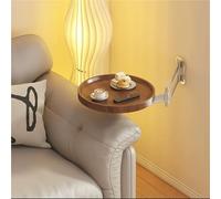 Space-Saving Wall-Mounted Folding Table - Small Round Tray Flip-Out Nightstand & Extendable Dining Desk Brown Floating Side Table & Shelf for Compact Living Spaces