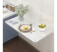 Space-Saving Wall Mounted Folding Table - Solid Wood White Desk Fold Down Design for Living Room Kitchen Bedroom Ideal for Small Spaces with Strong Load-Bearing Capacity