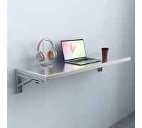 Space-Saving Wall-Mounted Folding Table - Stainless Steel Computer Desk with Brackets Ideal for Laundry Kitchen Dining & Small Areas (60x35cm)