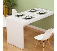 Space-Saving Wall Mounted Folding Table - Sturdy 70KG Capaci Kitchen Desk, 80x60cm Floating Wooden Table in White h - Perfect for Smals & Cact Living.