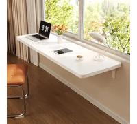 Space Saving Wall Mounted Folding Workbench Compact 40x30cm Drop Leaf Desk with Heavy Duty Brackets for Small Home Office or Studio Stylish White Table