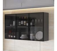 Space-Saving Wall-Mounted Kitchen & Bathroom Storage Cabinet - Narrow Glass Display with Hidden Handle Stylish Brown/Gray Over-the-Toiletfor Home Decor