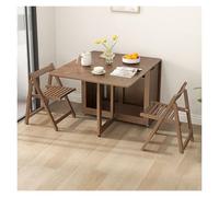 Space-Saving Walnut Oak Folding Butterfly Dining Table Set with Hidden Storage Chairs 55in Drop Leaf Design Ideal for Small Kitchens & Dining Areas