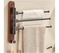 Space-saving Walnut Wood Swivel Towel Bar - Wall-mounted Folding Rack For Bathroom & Kitchen, 2 Arm Design For Easy Access & Efficient Drying Walnut Wood 3Bar