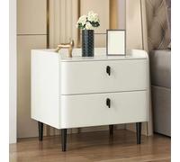 Space-Saving Wooden Nightstand with Metal Legs 2 Drawer Bedside Table for Bedroom & Living Room Easy Assembly Champagne Gold Finish Modern Design