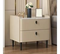 Space-Saving Wooden Nightstand with Metal Legs 2 Drawer Bedside Table for Bedroom/Living Room Easy Assembly Champagne Gold Finish