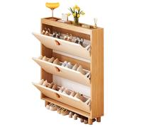 Space-Saving Wooden Shoe Cabinet with 3 Flaps Shoe nizer for Entryway Holds 15 Pairs Stylish Design 100 x 17 x 122 cm (Size: 80 x 17 x 122 cm)