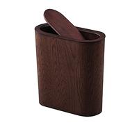 Space-Saving Wooden Waste Paper Basket with Swing Lid Stylish Trash Bin for Kitchen Living Room Bathroom & Office - Available in Three Colors (Color: B)