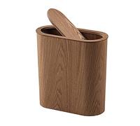 Space-Saving Wooden Waste Paper Basket with Swing Lid Stylish Trash Bin for Kitchen Living Room Bathroom Office (Color: A)