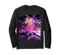 Space Shark Lizard Corgi Alien On Laser Dinosaur Long Sleeve T-Shirt