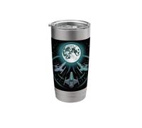 Space Ships Under The Terrestrial Moon Funny Meme Stainless Steel Insulated Tumbler