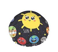 Space Shower Cap,Cute Solar System Sun Moon Pluto And Planets On Space Waterproof Double Layer Bath Caps Perfect For All Hair Lengths And Thicknesses