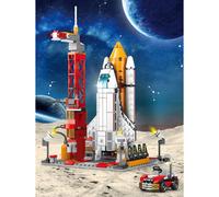 Space Shuttle 521-Piece Building Blocks with Astronauts and Launchpad - Educational STEM Toy for Kids