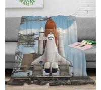 Space Shuttle Blanket 40x50inch(100x130cm), Funny Realistic The Columbia Shuttle Throw for Adults & Kids Premium Reversible Fleece Blanket (Sherpa & Plush) - Dual-Sided Luxury