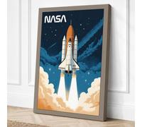 Space Shuttle Launch Retro Canvas Wall Art Print 24x16 Inch