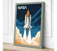 Space Shuttle Launch Retro Canvas Wall Art Print 24x16 Inch
