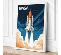 Space Shuttle Launch Retro Canvas Wall Art Print 24x16 Inch