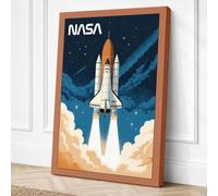 Space Shuttle Launch Retro Canvas Wall Art Print 36x24 Inch