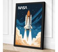 Space Shuttle Launch Retro Canvas Wall Art Print 36x24 Inch